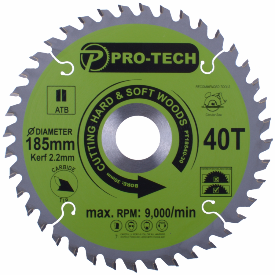 (image for) Saw Blade Tct 185 X 2.2 X 30 X 40t Wood Prof.