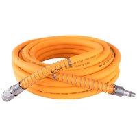 Flex Air Hose Kit 10mm X 10m Orange W/quick Coupler & Connector Yohko (image for) Flex Air Hose Kit 10mm X 10m Orange W/quick Coupler & Connector Yohko
