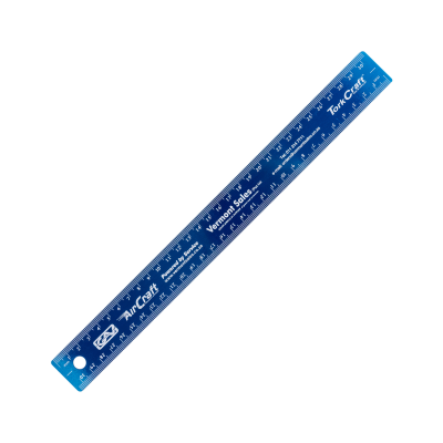 (image for) 300mm Cork Backed Stainless Steel Ruler Blue
