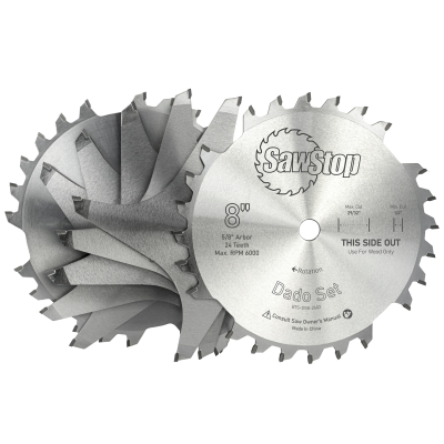 (image for) Premium Dado Set 203.2 X 15.875 X 24t 4 X 1/4', 1/8',1/16',3/32' Chip
