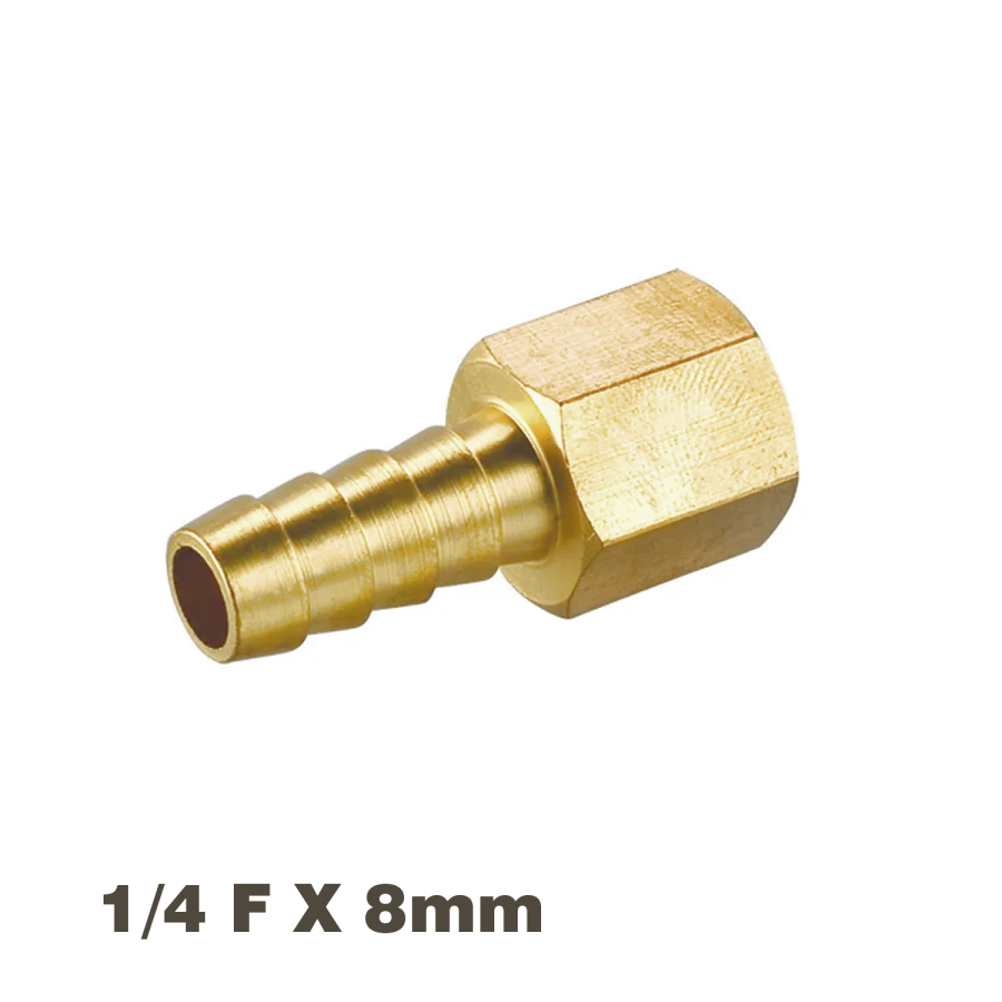 (image for) Hose Tail Connector Brass 1/4f X 8mm
