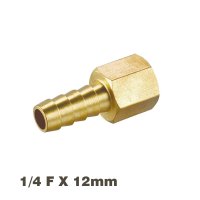 (image for) Hose Tail Connector Brass 1/4f X 12mm
