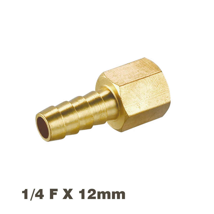 (image for) Hose Tail Connector Brass 1/4f X 12mm