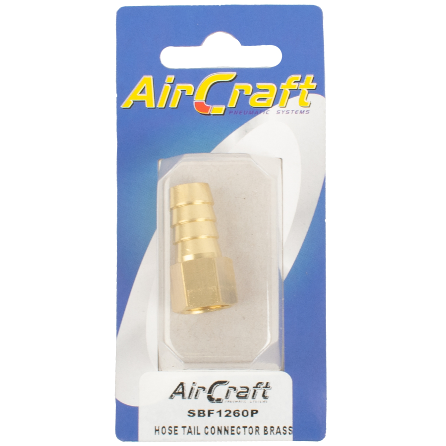 (image for) Hose Tail Connector Brass 1/4f X 12mm 1pc Pack