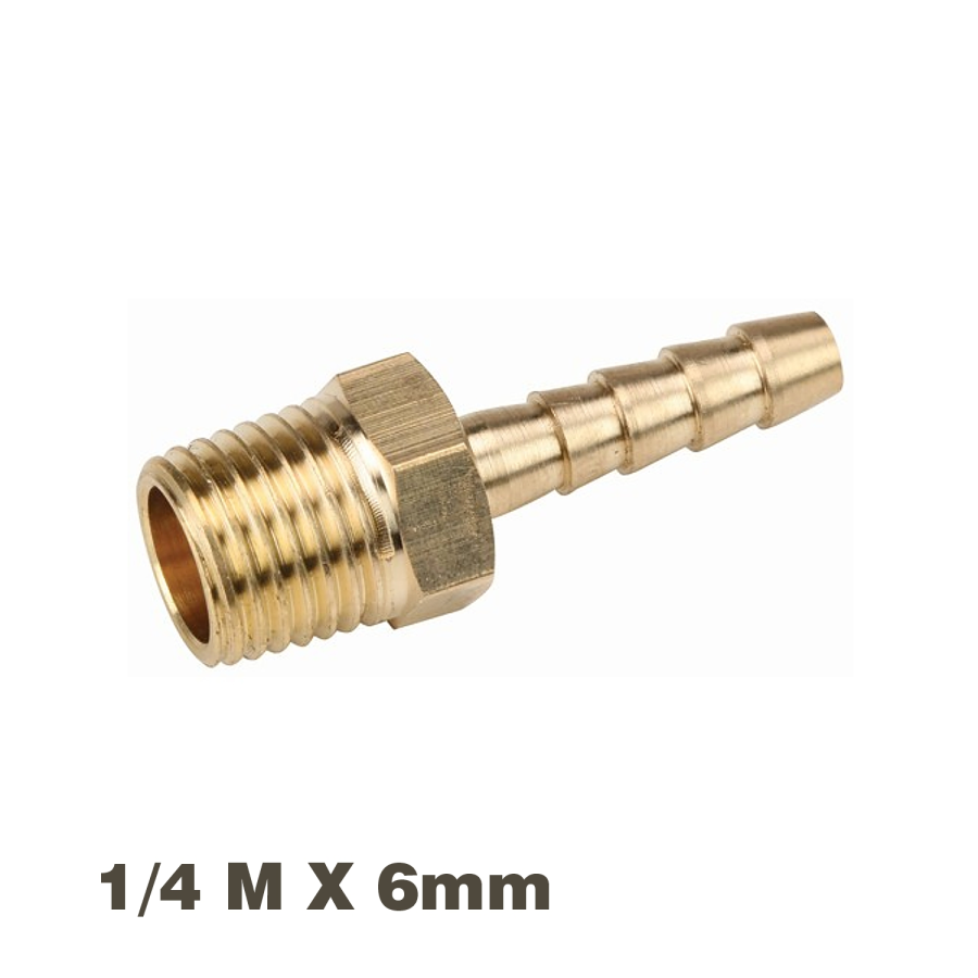(image for) Hose Tail Connector Brass 1/4m X 6mm