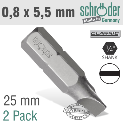 (image for) Slotted Bit 0.8x5.5mm 25mm 2cd