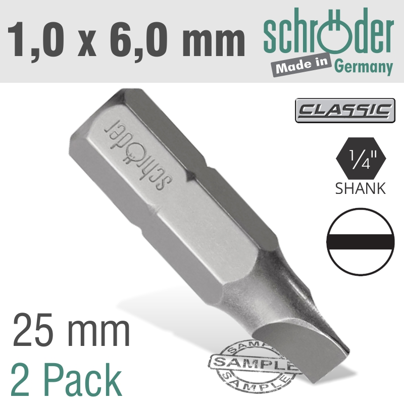(image for) Slotted Bit 1.0x6mm 25mm 2cd