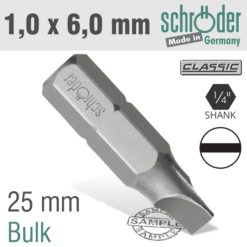 (image for) Slotted Bit 1.0x6.0 25mm Bulk