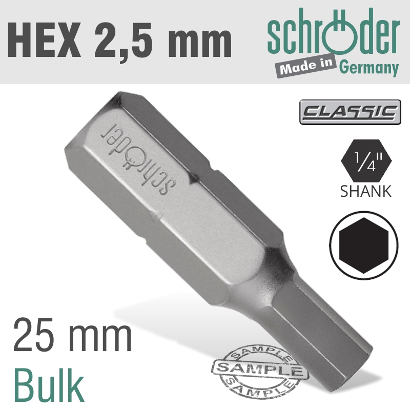 (image for) Hex/allen Ins.bit 2.5mm Bulk