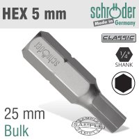 Hex/allen Insert Bit 5mm Bulk (image for) Hex/allen Insert Bit 5mm Bulk