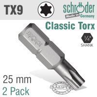 Torx Tx9 Classic Bit 25mm 2cd (image for) Torx Tx9 Classic Bit 25mm 2cd