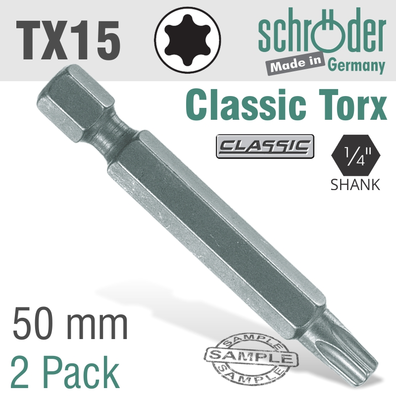 (image for) Torx Tx15 Classic Power Bit 50mm 2cd