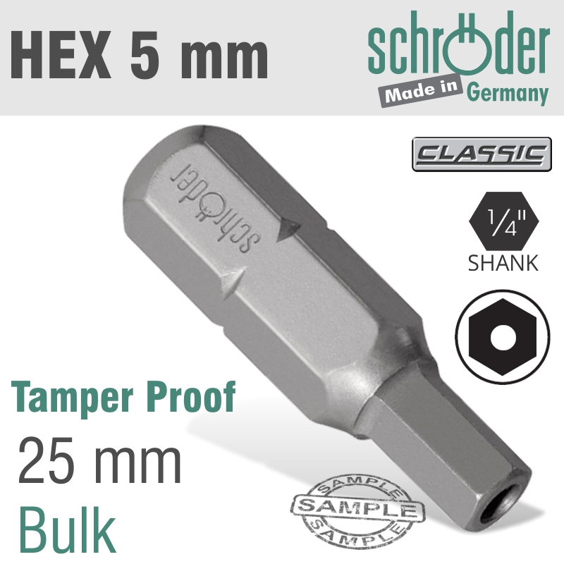 (image for) Allen/hex 5mm Security Insert Bit Bulk