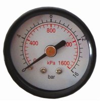 (image for) Press. Gauge 50mm 1/4' Rear Fit 0-16bar 0-1600kpa