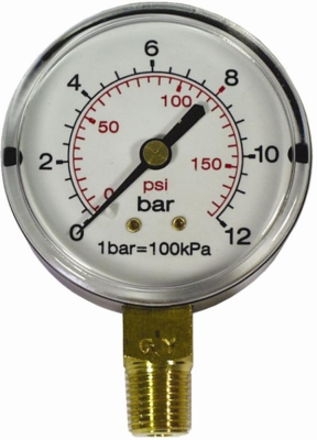 (image for) Press. Gauge 63mm 1/4' Bot. Fit 0-16bar 0-1600kpa