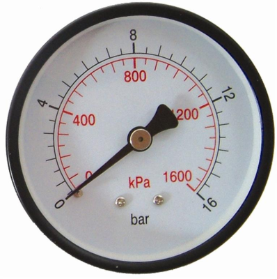 (image for) Press. Gauge 63mm Rear Fit 1/4'0-16bar 0-1600kpa