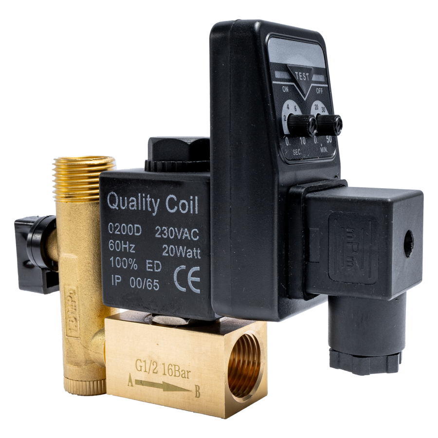 (image for) Comp. Auto Drain Valve Solenoid 1/2' 220v Brass