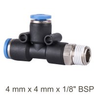 (image for) Pu Hose Fitting Tee 4mm X 4mm X 1/8'm