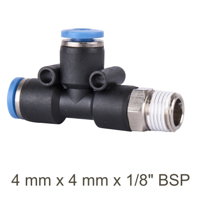 (image for) Pu Hose Fitting Tee 4mm X 4mm X 1/8'm