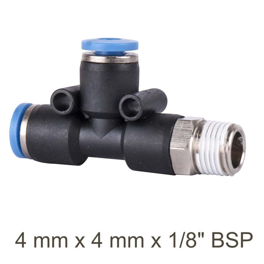 (image for) Pu Hose Fitting Tee 4mm X 4mm X 1/8'm