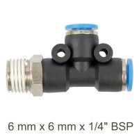 (image for) Pu Hose Fitting Tee 6mm X 6mm X 1/4'm