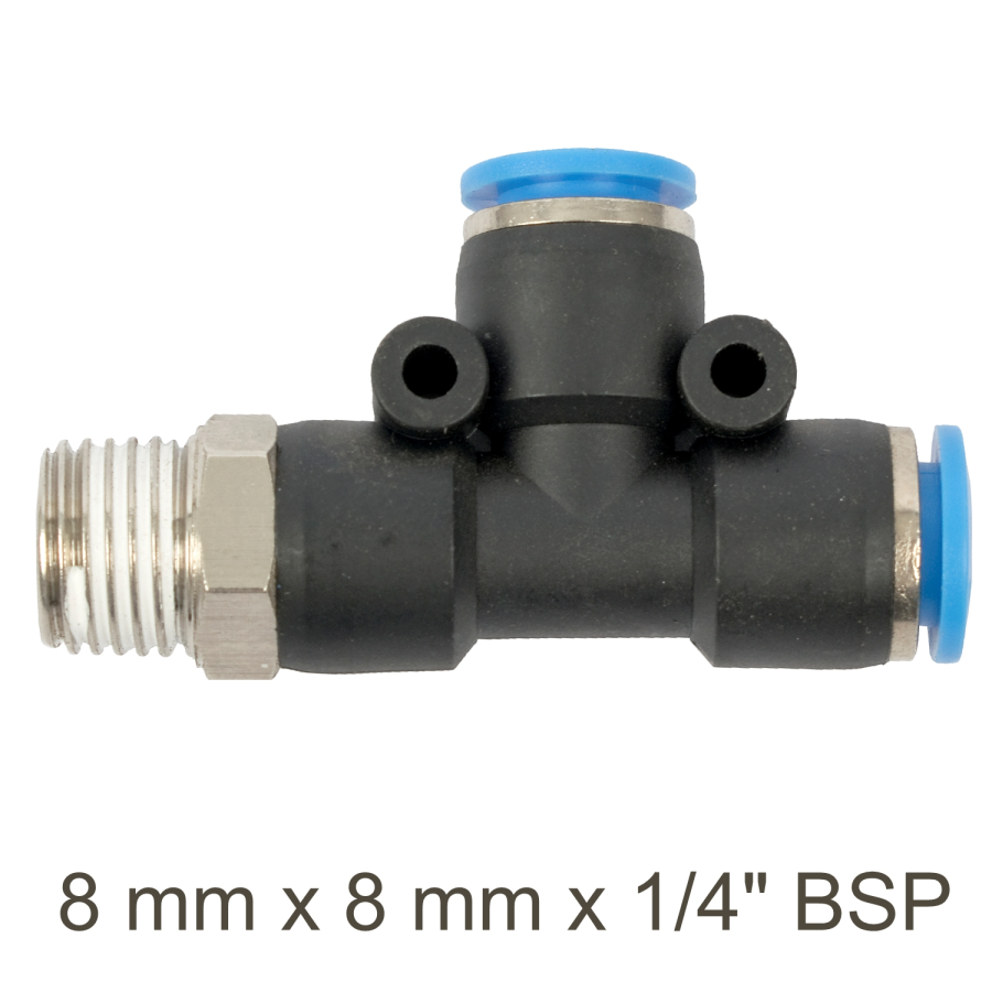 (image for) Pu Hose Fitting Tee 8mm X 8mm X 1/4'm