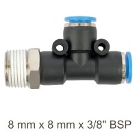 (image for) Pu Hose Fitting Tee 8mm X 8mm X 3/8'm