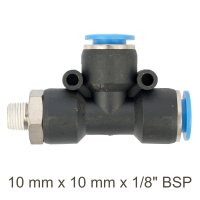 (image for) Pu Hose Fitting Tee 10mm X 10mm X 1/8'm