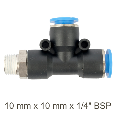 (image for) Pu Hose Fitting Tee 10mm X 10mm X 1/4'm