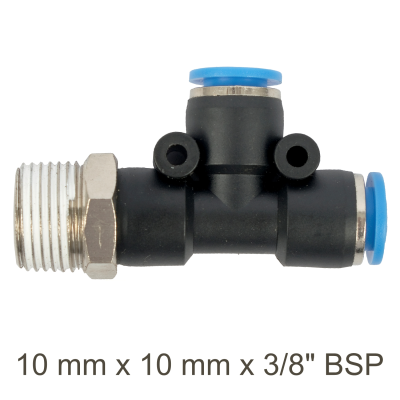 (image for) Pu Hose Fitting Tee 10mm X 10mm X 3/8'm