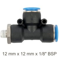(image for) Pu Hose Fitting Tee 12mm X 12mm X 1/8'm