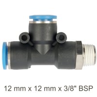 (image for) Pu Hose Fitting Tee 12mm X 12mm X 3/8'm