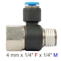 (image for) Pu Hose Fitting Tee 4mm X 1/4'f X 1/4'm