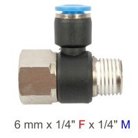 (image for) Pu Hose Fitting Tee 6mm X 1/4'f X 1/4'm