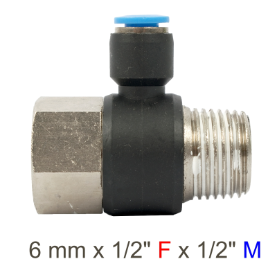 (image for) Pu Hose Fitting Tee 6mm X 1/2'f X 1/2'm