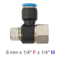 (image for) Pu Hose Fitting Tee 8mm X 1/4'f X 1/4'm