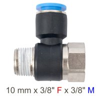 (image for) Pu Hose Fitting Tee 10mm X 3/8'f X 3/8'm