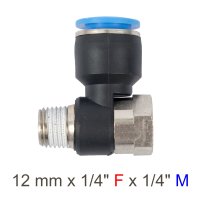 (image for) Pu Hose Fitting Tee 12mm X 1/4'f X 1/4'm