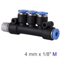 (image for) Pu Hose Fitting Manifold 4 X 4mm Port X 1/8'm