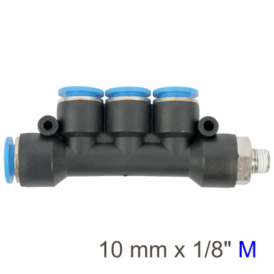 (image for) Pu Hose Fitting Manifold 4 X 10mm Port X 1/8'm