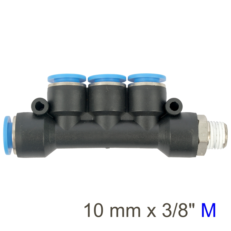 (image for) Pu Hose Fitting Manifold 4 X 10mm Port X 3/8'm