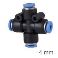 Pu Hose Fitting 4 Way Connector 4mm (image for) Pu Hose Fitting 4 Way Connector 4mm