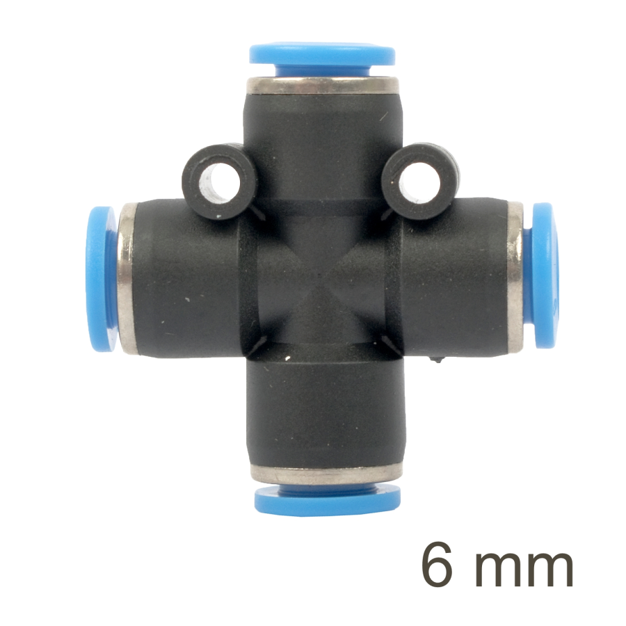 (image for) Pu Hose Fitting 4 Way Connector 6mm