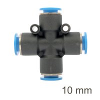 Pu Hose Fitting 4 Way Connector 10mm (image for) Pu Hose Fitting 4 Way Connector 10mm