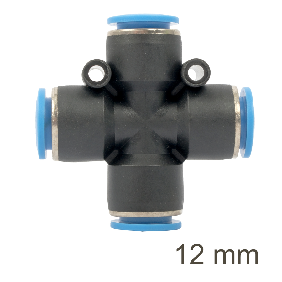 (image for) Pu Hose Fitting 4 Way Connector 12mm