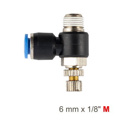 (image for) Flow Control Swiv. Elbow Pu 6mm X 1/8' M