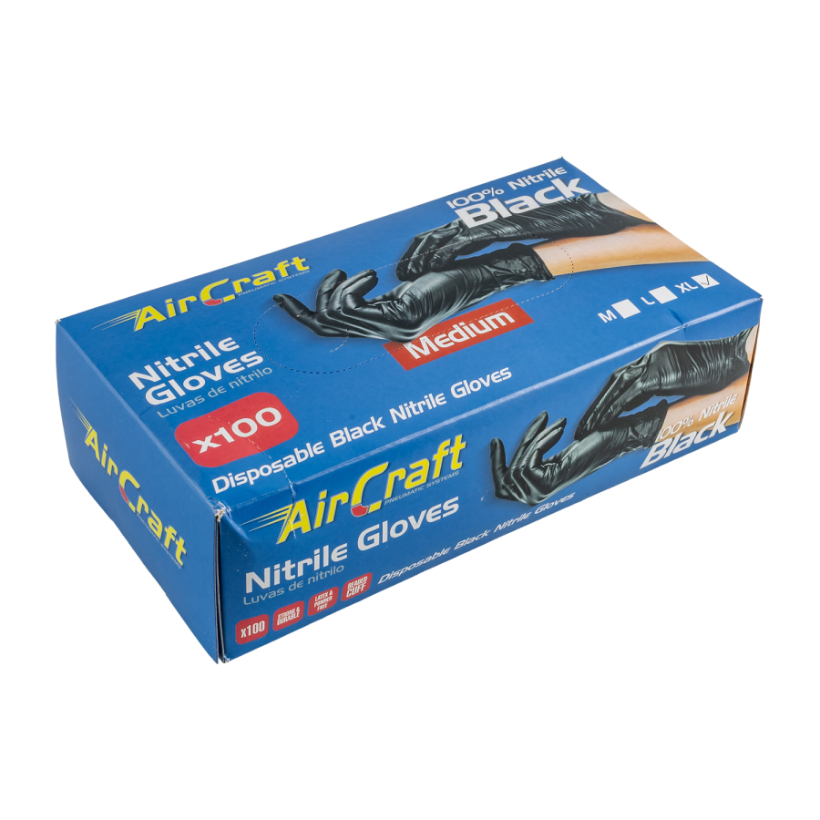 (image for) Nitrile Glove L/duty X-large Black 100pc T/box