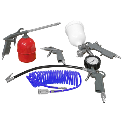 (image for) Five Pce Kit G Feed Sp Gun Air Dust Par Washer Tyre Inf & Spir Hose
