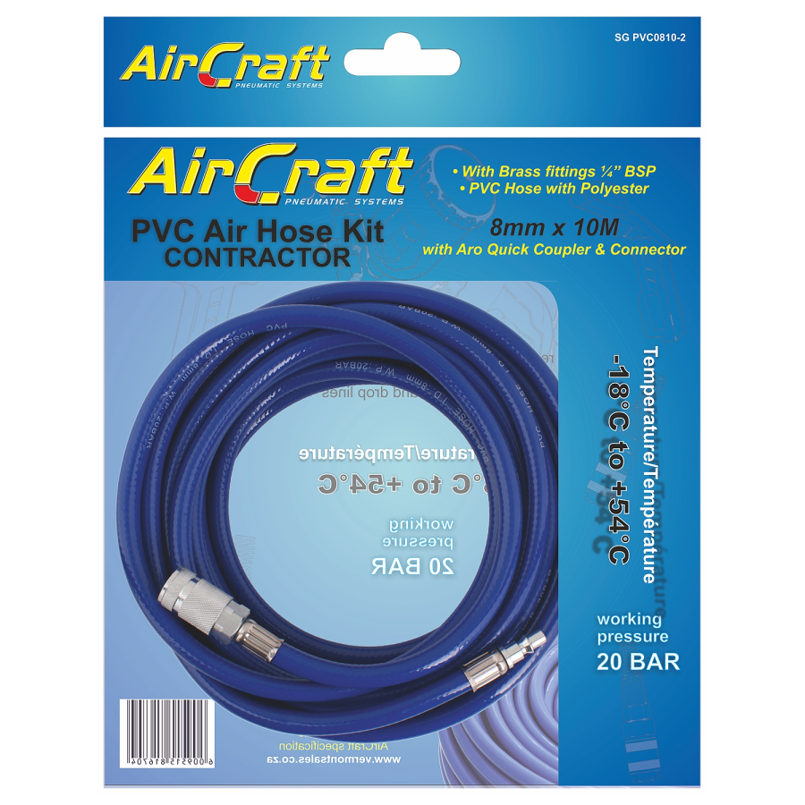 (image for) Pvc Hose 8mm X 10m With Aro Quick Coupler & Connector