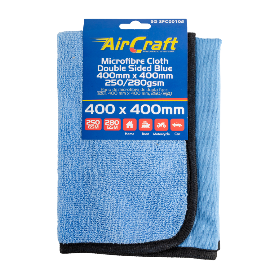 (image for) Microfibre Cloth Dbl Sided Blue 400mm X 400mm 250/280gsm